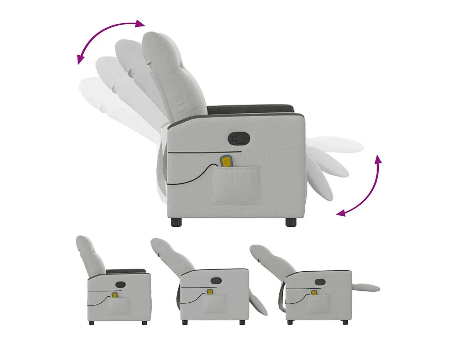 Clearance Cadeira de massagem reclinável tecido SHL223214 Cinzento