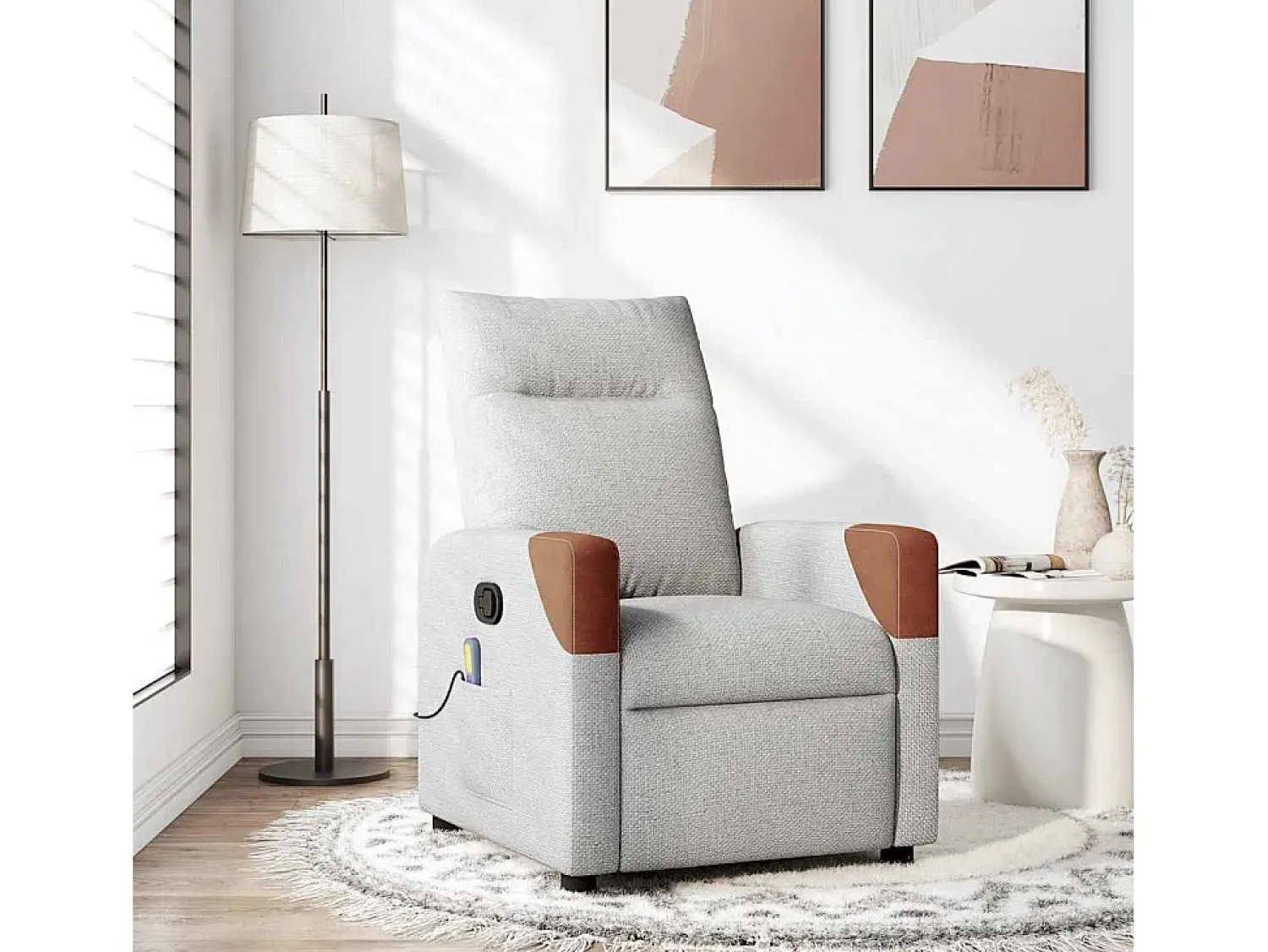 Poltrona| Cadeira de massagem reclinável tecido SHL39396 Cinzento