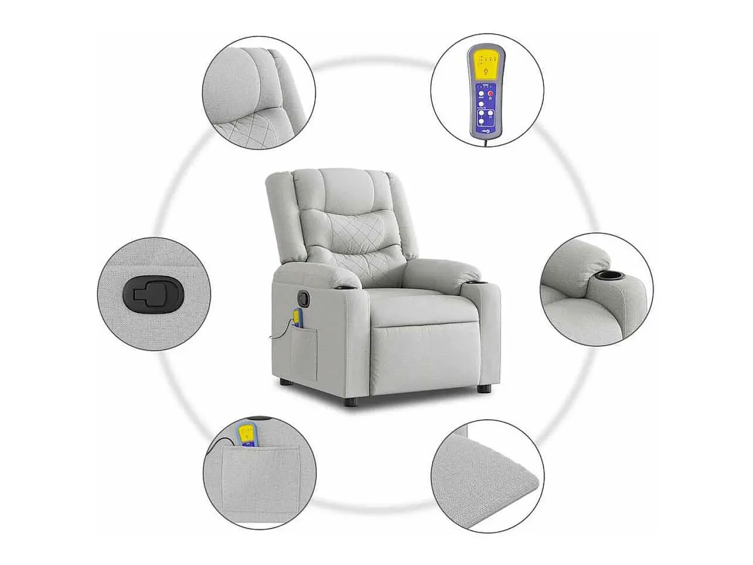 Poltrona* Cadeira de massagem reclinável tecido SHL152918 Cinzento