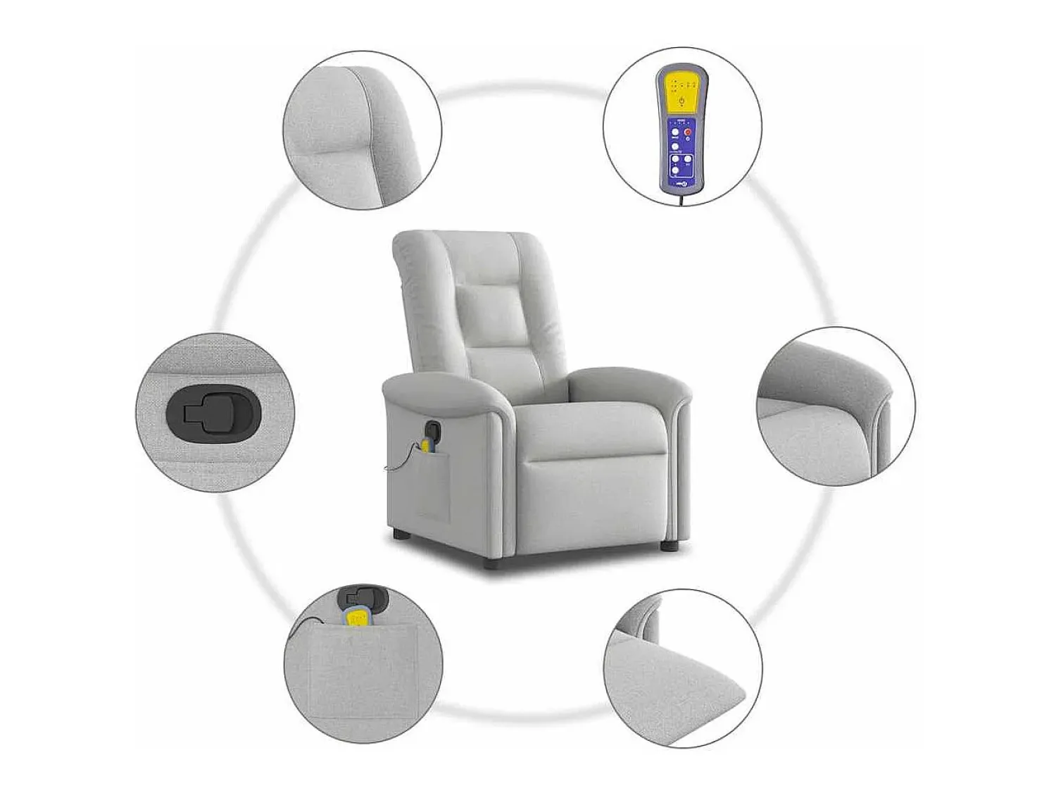 Poltrona| Cadeira de massagem reclinável tecido SHL433771 Cinzento