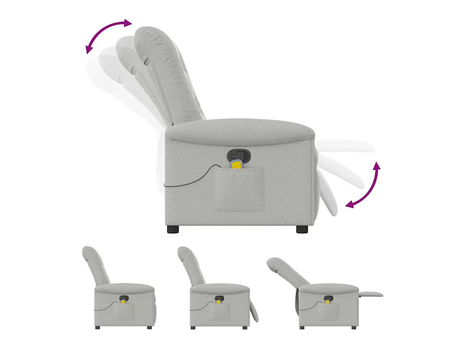 Poltrona| Cadeira de massagem reclinável tecido SHL433771 Cinzento