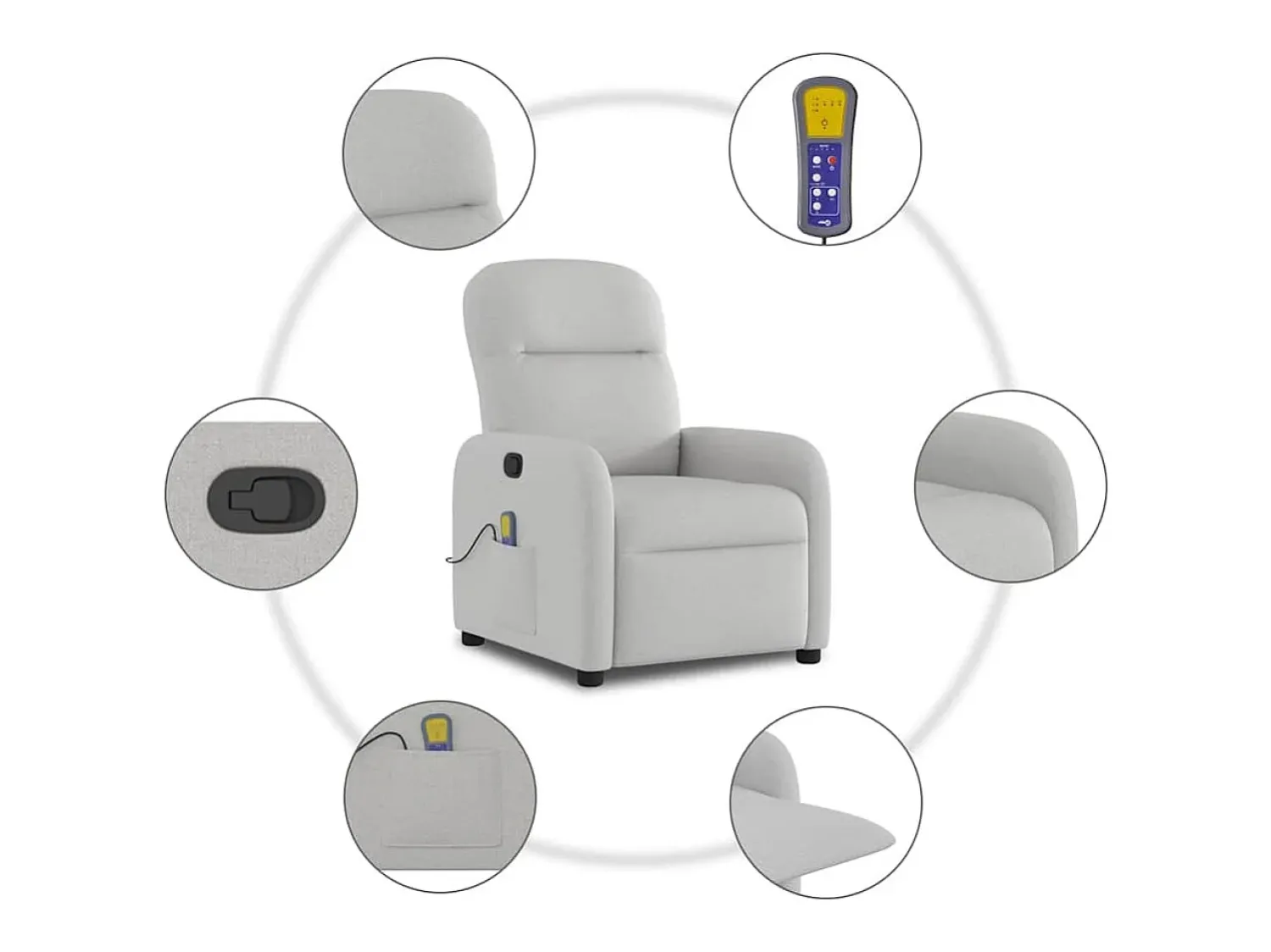 Poltrona* Cadeira de massagem reclinável tecido SHL24580 Cinzento