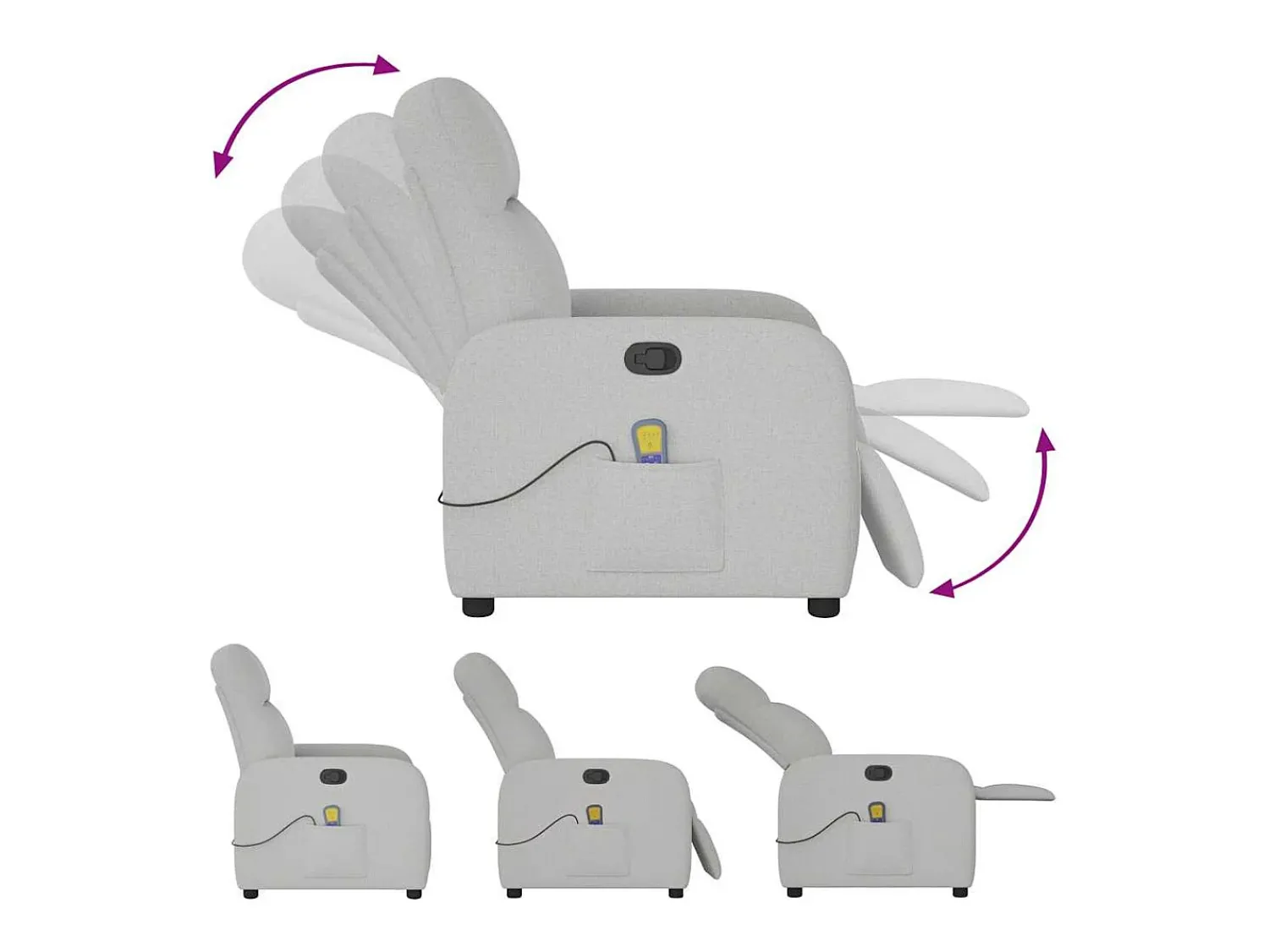 Poltrona* Cadeira de massagem reclinável tecido SHL24580 Cinzento