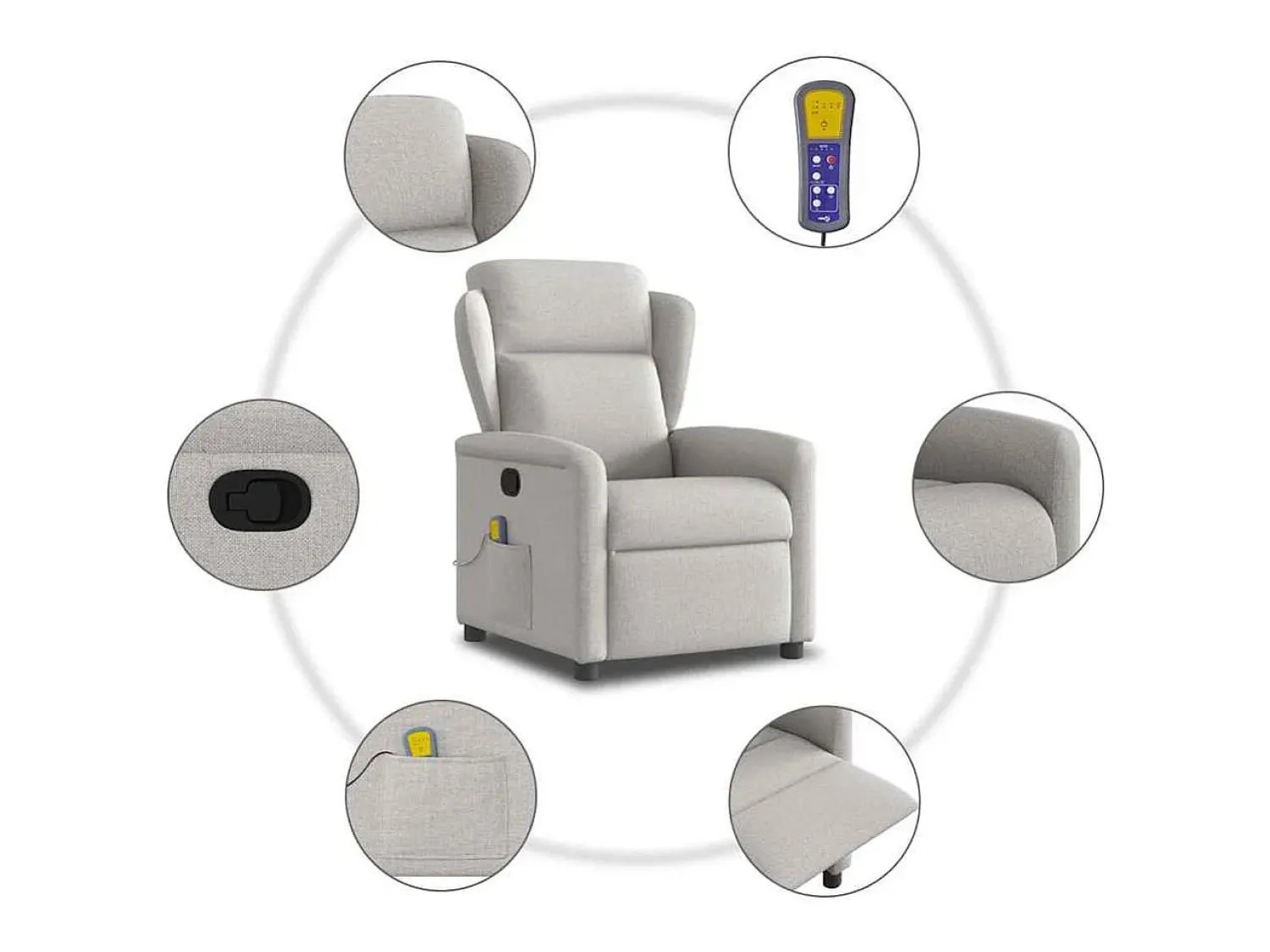 Cadeira de massagem reclinável tecido SHL493726 Cinzento