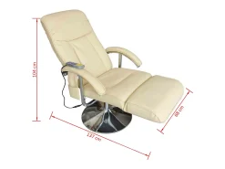 vidaxl Cadeira de massagens couro artificial branco nata^ Poltrona