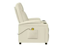 Poltrona*vidaxl Cadeira de massagens couro artificial branco nata Creme