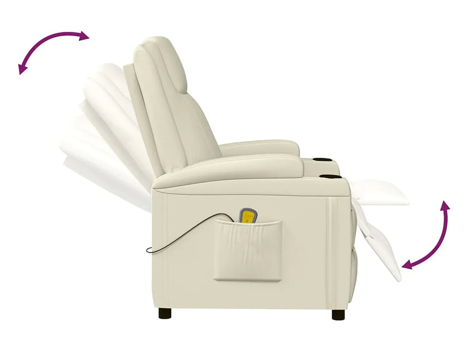 Poltrona*vidaxl Cadeira de massagens couro artificial branco nata Creme
