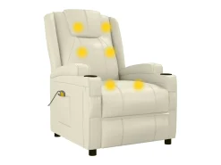 Poltrona*vidaxl Cadeira de massagens couro artificial branco nata Creme
