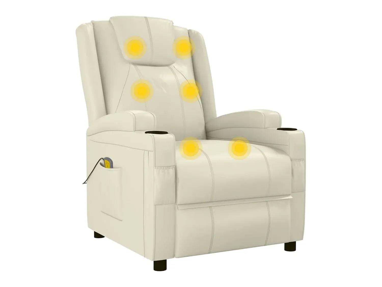 Poltrona*vidaxl Cadeira de massagens couro artificial branco nata Creme