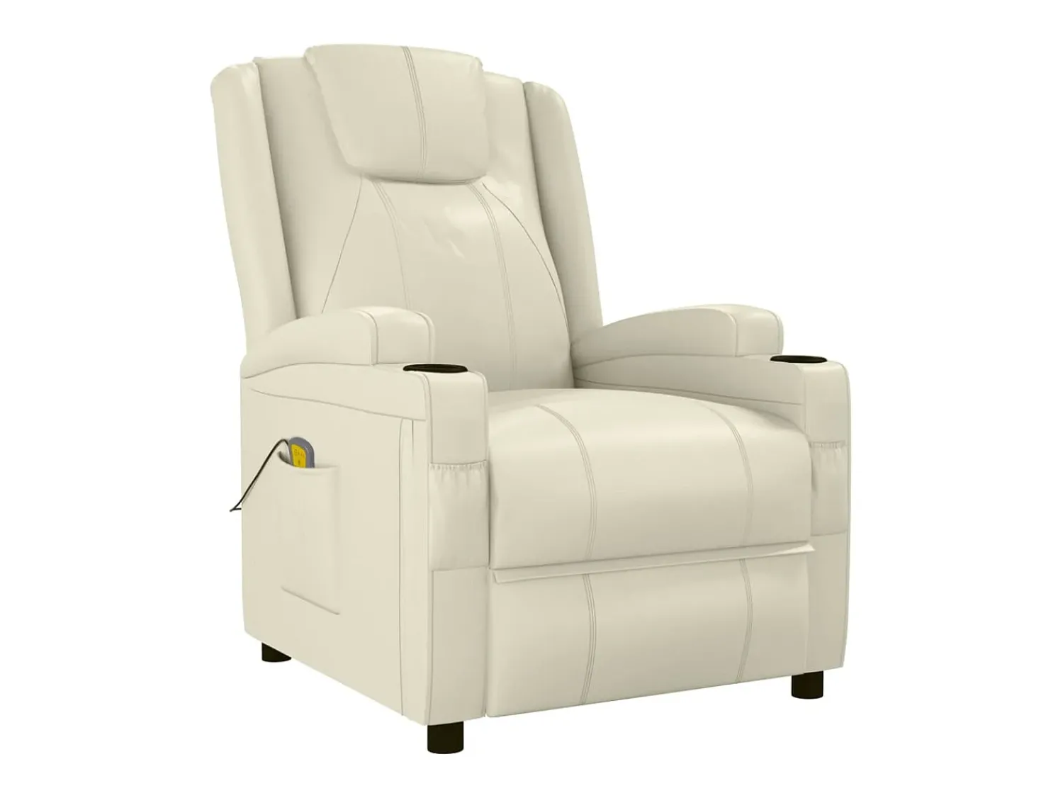 Poltrona*vidaxl Cadeira de massagens couro artificial branco nata Creme