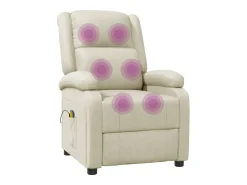 vidaxl Cadeira de massagens couro artificial cor^ Poltrona