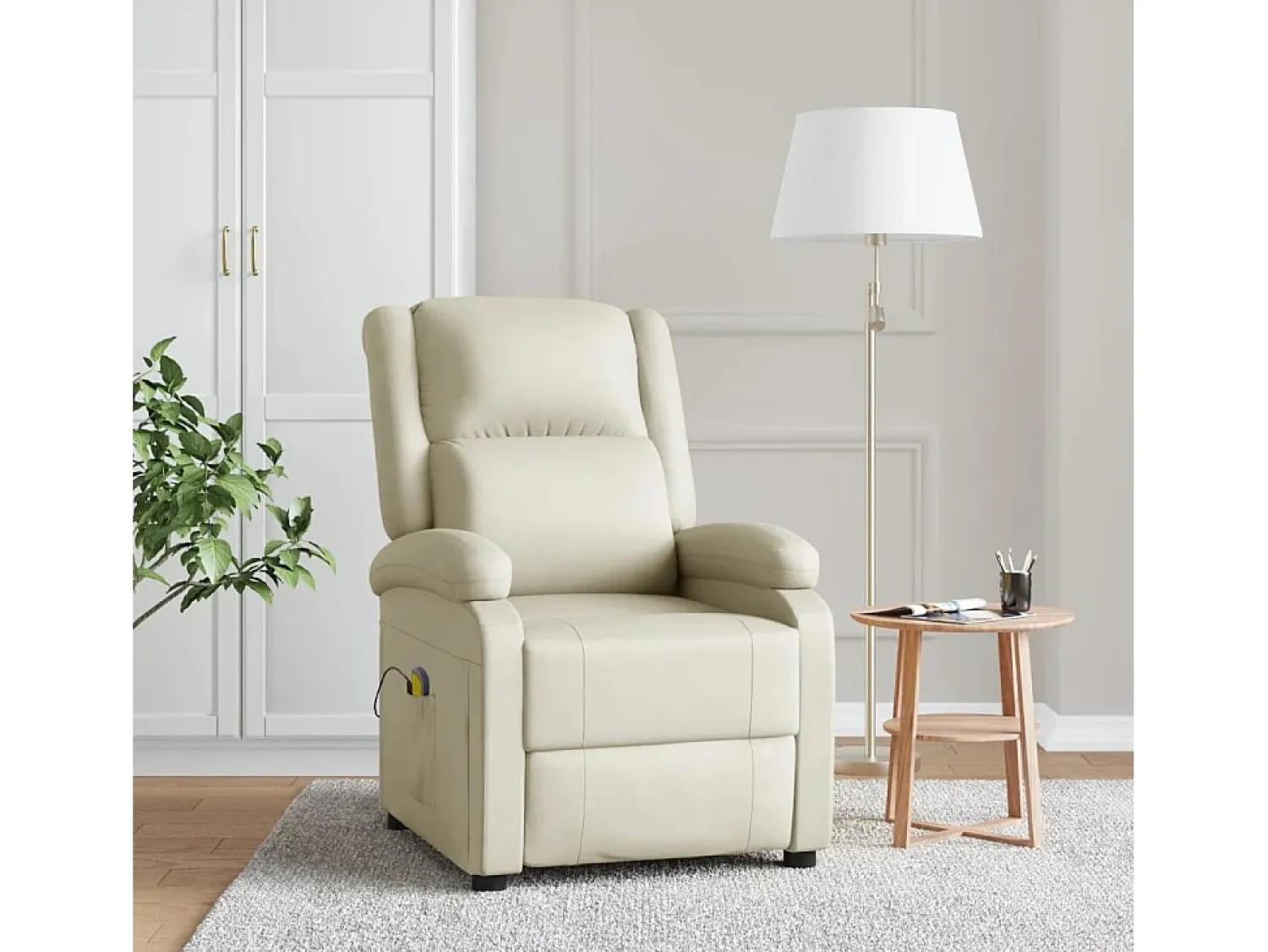 vidaxl Cadeira de massagens couro artificial cor^ Poltrona