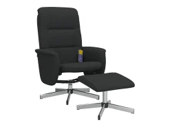 Outlet vidaxl Cadeira de massagens reclinável com apoio de pés tecido Preto