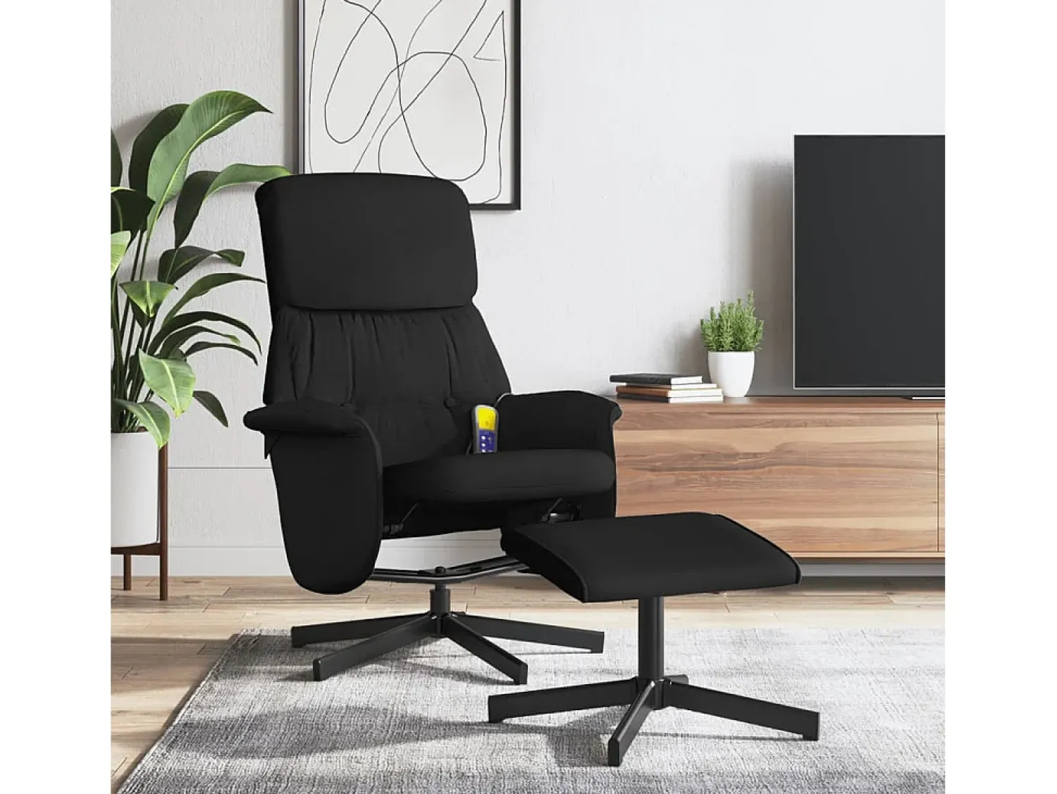 Poltrona| Cadeira de massagens reclinável com apoio de pés tecido SHL649183 Preto