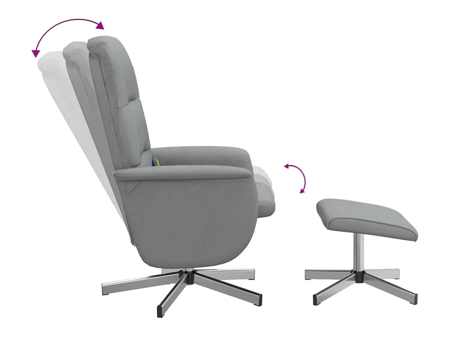 Poltrona* Cadeira de massagens reclinável com apoio pés tecido cinza-claro SHL557257 Cinzento