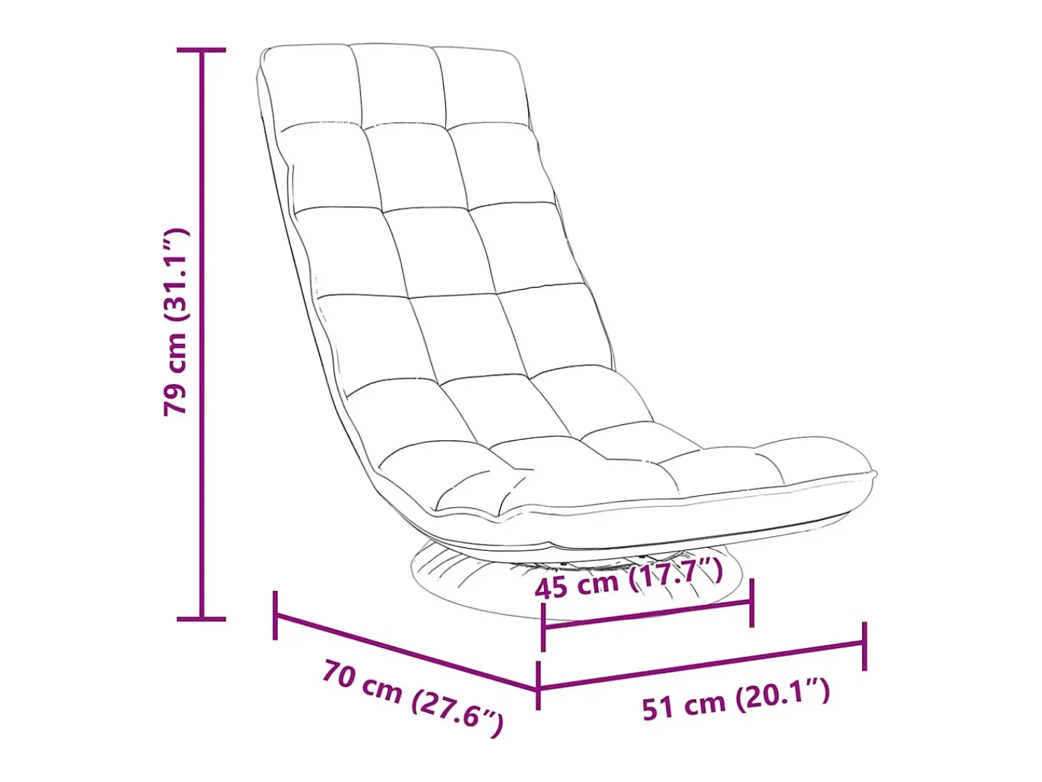 vidaxl Cadeira de piso giratória 70x51x79 cm tecido -escuro^ Poltrona