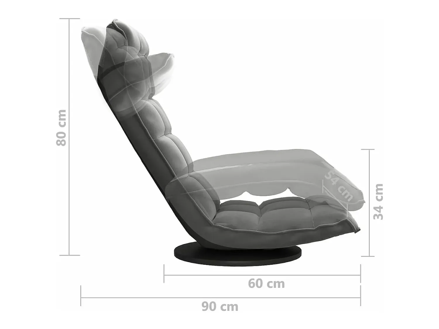 New vidaxl Cadeira de piso giratória veludo -escuro Cinzento