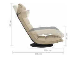 Poltrona*vidaxl Cadeira de piso giratória tecido cor Creme