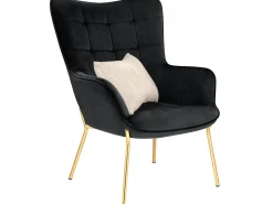 New Loft24 Cadeira decorativa com estofo em veludo Preto