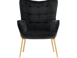New Loft24 Cadeira decorativa com estofo em veludo Preto