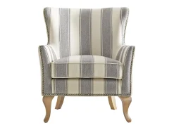 Hot Dorel Home Cadeira decorativa em linho tecido com riscas cinzentas Cinzento
