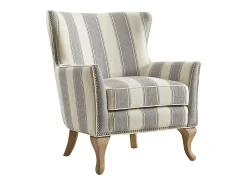Hot Dorel Home Cadeira decorativa em linho tecido com riscas cinzentas Cinzento