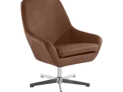 Discount Loft24 Cadeira decorativa em PU escuro Castanho