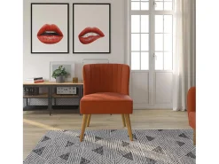 Poltrona|Novogratz Cadeira decorativa estofada em linho Cor de laranja