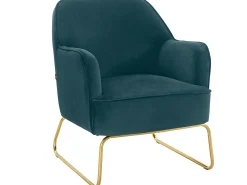Discount Loft24 Cadeira decorativa estofada em veludo de petróleo Azul