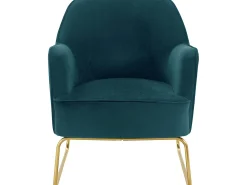 Discount Loft24 Cadeira decorativa estofada em veludo de petróleo Azul