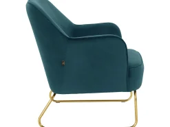 Discount Loft24 Cadeira decorativa estofada em veludo de petróleo Azul