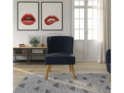 Novogratz Cadeira decorativa estofada em linho -marinho^ Poltrona