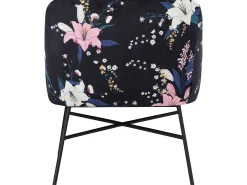 Hot Loft24 Cadeira decorativa estofada em veludo floral . Azul