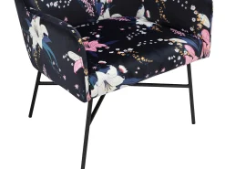 Hot Loft24 Cadeira decorativa estofada em veludo floral . Azul