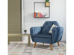 Poltrona*Novogratz Cadeira decorativa estofada em veludo . Azul