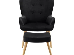 Outlet Loft24 Cadeira decorativa estofada com banco de veludo Preto