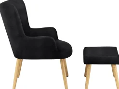 Outlet Loft24 Cadeira decorativa estofada com banco de veludo Preto