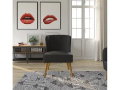 Sale Novogratz Cadeira decorativa estofada em linho Cinzento