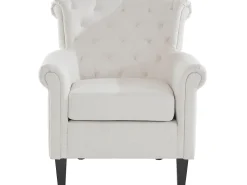 Poltrona*Loft24 Cadeira decorativa estofada em tecido creme Branco