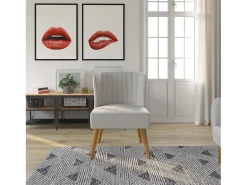 Poltrona*Novogratz Cadeira decorativa estofada em linho claro Cinzento