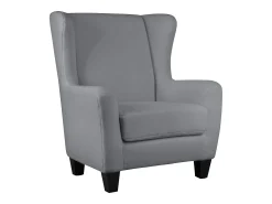 Poltrona*Loft24 Cadeira decorativa estofada com banco em tecido de pelúcia Cinzento