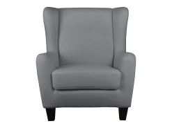 Poltrona*Loft24 Cadeira decorativa estofada com banco em tecido de pelúcia Cinzento