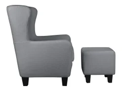 Poltrona*Loft24 Cadeira decorativa estofada com banco em tecido de pelúcia Cinzento