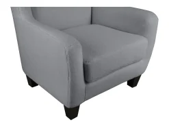 Poltrona*Loft24 Cadeira decorativa estofada com banco em tecido de pelúcia Cinzento