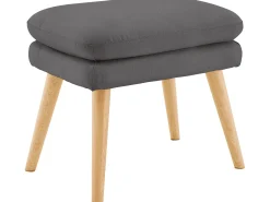 Poltrona*Loft24 Cadeira decorativa estofada com banco em PU antracite Preto