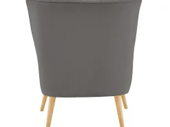 Poltrona*Loft24 Cadeira decorativa estofada com banco em PU antracite Preto