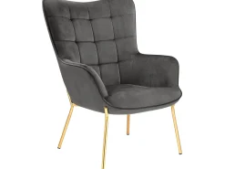 Poltrona|Loft24 Cadeira decorativa estofada em veludo . Cinzento