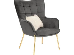 Poltrona|Loft24 Cadeira decorativa estofada em veludo . Cinzento