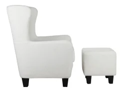 Loft24 Cadeira decorativa estofada com banco em tecido de pelúcia branco^ Poltrona