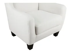 Loft24 Cadeira decorativa estofada com banco em tecido de pelúcia branco^ Poltrona
